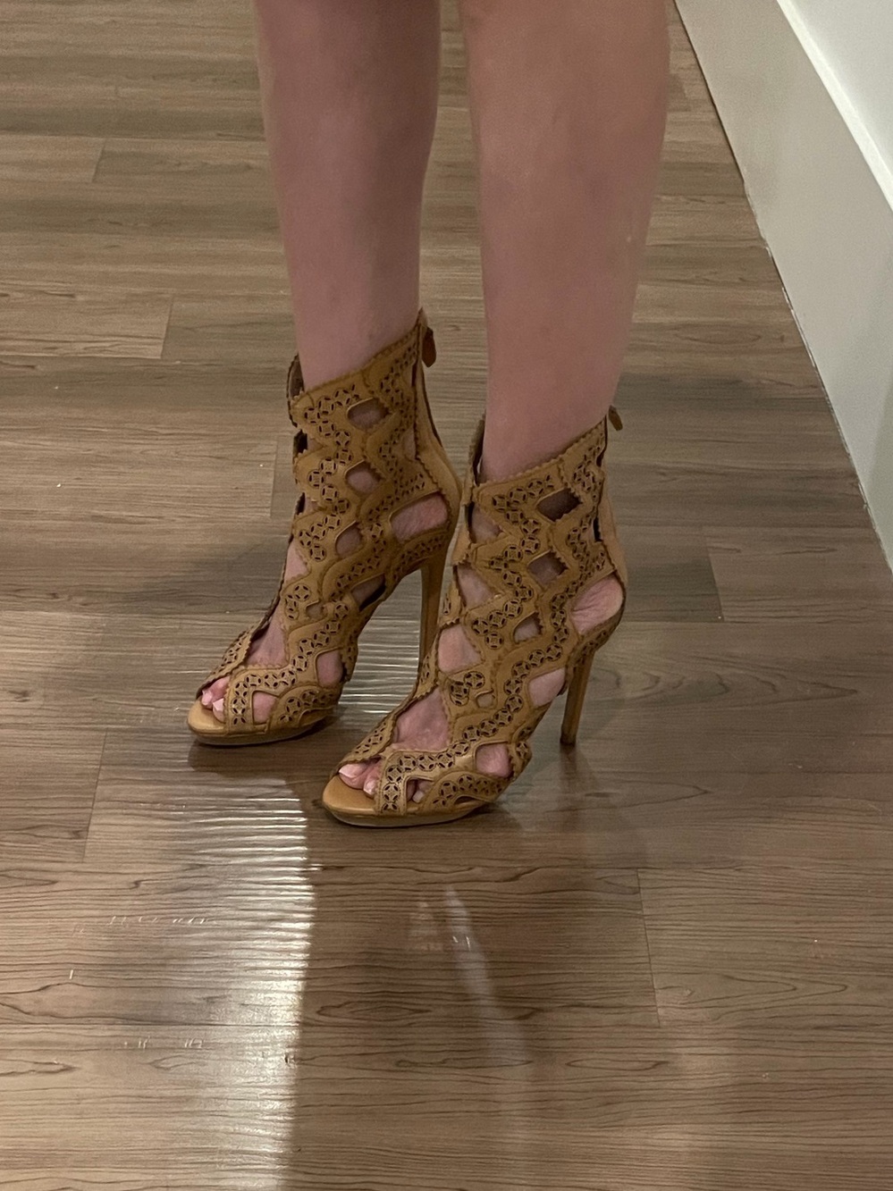 Zara Tan Cut-Out Heels